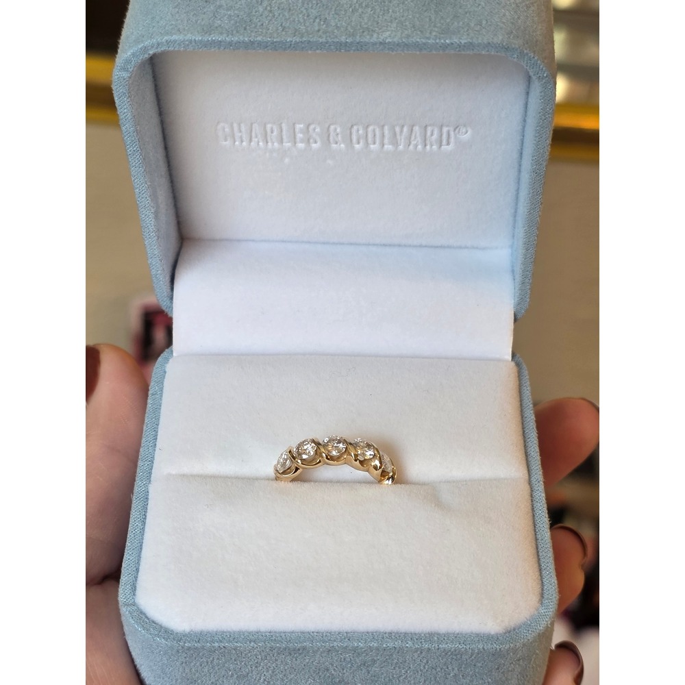 Charles and‎ Colvard 14k Yellow Gold Moissanite Bypass Band 1.15cttw